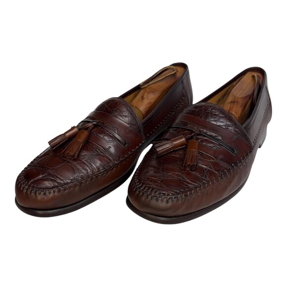 Mezlan Costa Tassel Loafers Brown Croc and Leather Slip on Men\'s 10 Spain main image 7